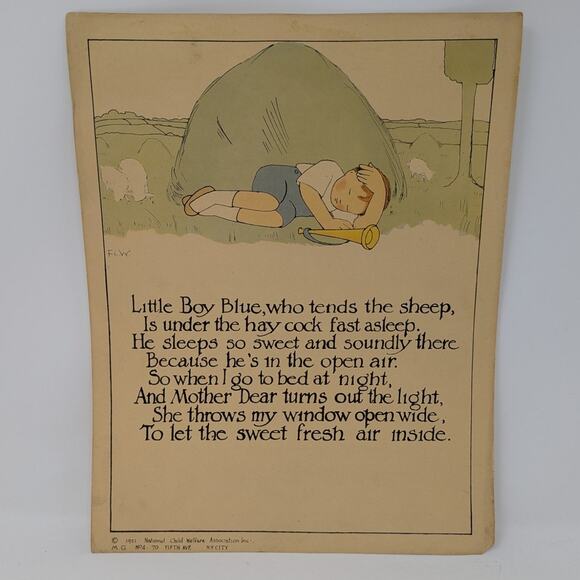 1922 National Child Welfare Association Inc Little Boy Blue Print Poster - Picture 7 of 7